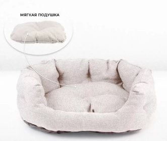 Лежанка (Зооэкспресс) пухлик "NORD" 722331 со стяжкой мебельная ткань №3 55*40*20 см бежевый
