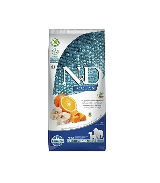Farmina (Фармина) N&D Dog Ocean 2,5кг треска, апельсин и тыква сухой для взрослых собак медиум и макси (036551) фото