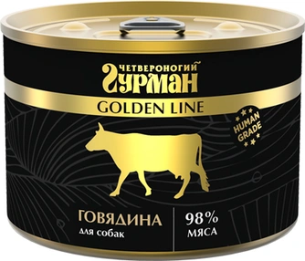 209112003 Корм влажный для собак Четвероногий гурман "Golden line Говядина", 525 г