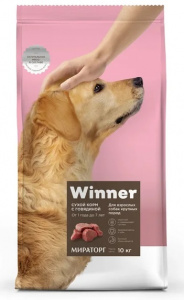 Виннер Dog 10кг говядина сухой корм для взрослых собак крупных пород (946659) фото