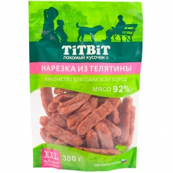 TiTBiT 0,3кг нарезка из телятины для собак всех пород - XXL