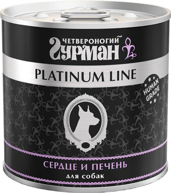 210141008 Корм влажный для собак Четвероногий гурман "Platinum line Сердце и печень", 240 г