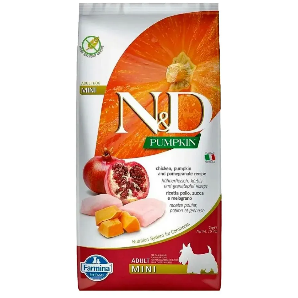 Farmina (Фармина) N&D Dog 7кг курица с гранатом и тыквой для взрослых собак мини пород (033635) фото