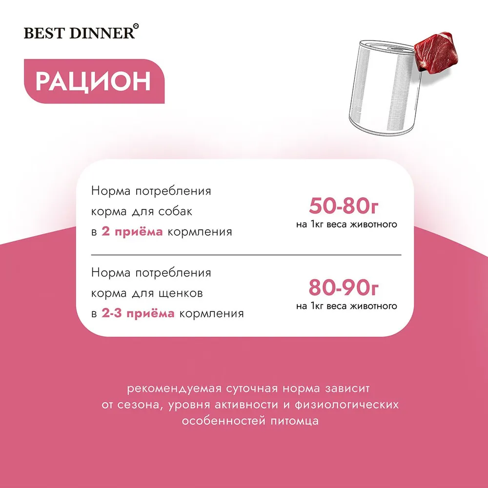 Best Dinner Premium Меню №4 0,34кг телятина, овощи консервы для взрослых и  щенков с 6 мес. для собак , купить оптом в Москве, цена, характеристики,  описание - Симбио - ЗооЛэнд