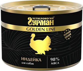 209112004 Корм влажный для собак Четвероногий гурман "Golden line Индейка", 525 г
