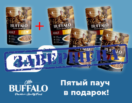 Mr. Buffalo: акция 4+1 на паучи для кошек