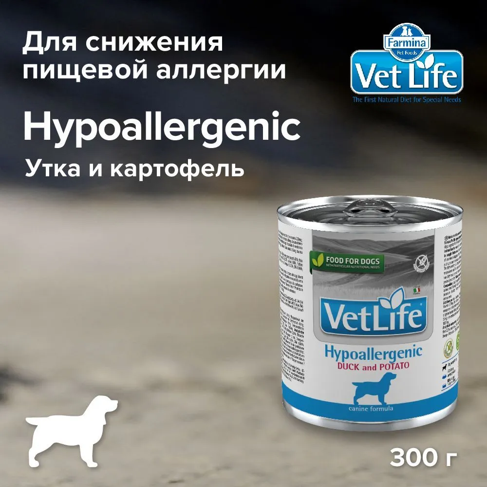 Farmina (Фармина) Vet Life Dog Hypoallergenic 0,3кг гипоаллергенный консервы утка и картофель для собак (1302) фото