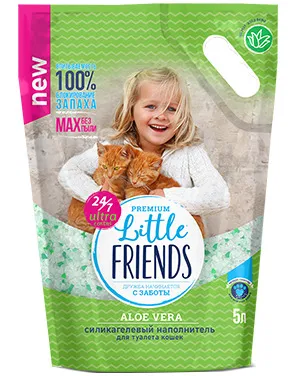 Little Friends 5л Aloe Vera силикагелевый наполнитель для кошек фото Little Friends 5л Aloe Vera силикагелевый наполнитель для кошек фото