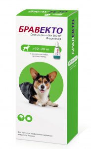 Бравекто СпотОн (MSD Animal health) 500мг (1пип) от блох и клещей для собак 10-20кг (на 12 недель) (ЛИЦЕНЗИЯ) Бравекто СпотОн (MSD Animal health) 500мг (1пип) от блох и клещей для собак 10-20кг (на 12 недель) (ЛИЦЕНЗИЯ)