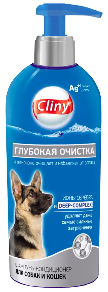 Шампунь-кондиционер (Cliny) Глубокая очистка с ионами серебра для кошек и собак, 300мл фото