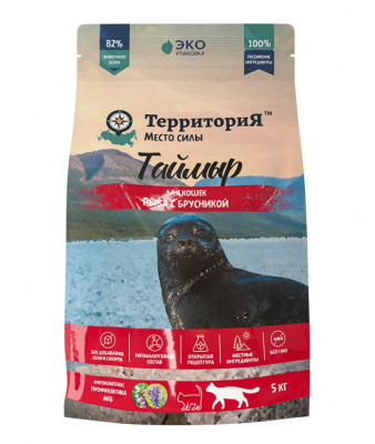 ТерриториЯ Таймыр 5кг рыба с брусникой сухой для взрослых кошек (564382)