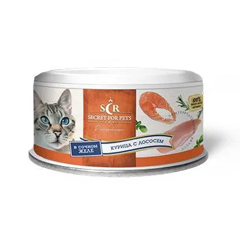 Секрет (Secret) Премиум 0,085кг курица с лососем в желе консервы для кошек (021900) фото