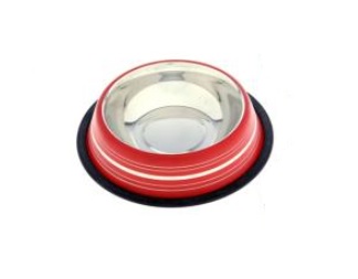 Миска (ZR) 0,45л красная на резинке металл 