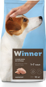 Виннер Dog 10кг курица (д/взрослых, мелких пород) сухой д/собак (119388) фото