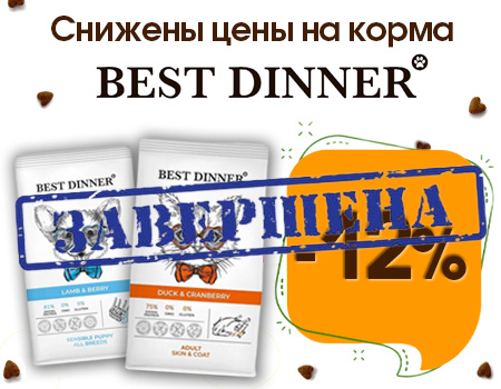 Best Dinner: дополнительная скидка 12% на сухие корма