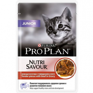 Проплан Nutri Savour Junior 85г говядина в соусе д/котят (591202) фото Проплан Nutri Savour Junior 85г говядина в соусе д/котят (591202) фото