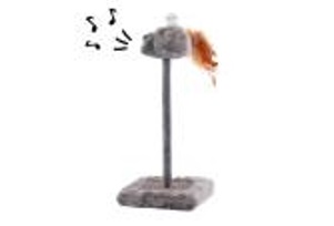 Игрушка (Wogy) пищалка Мышка 8х5см меховая с пером, l=11см на пружинке h=20см, с основанием 13х13см 