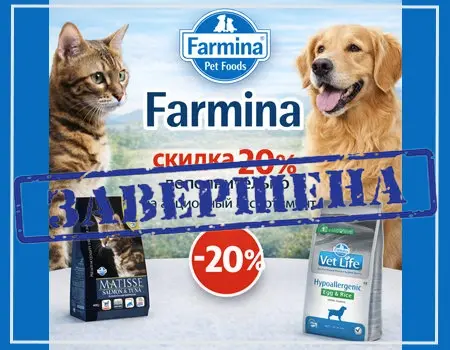 Farmina: скидка 20% дополнительно 