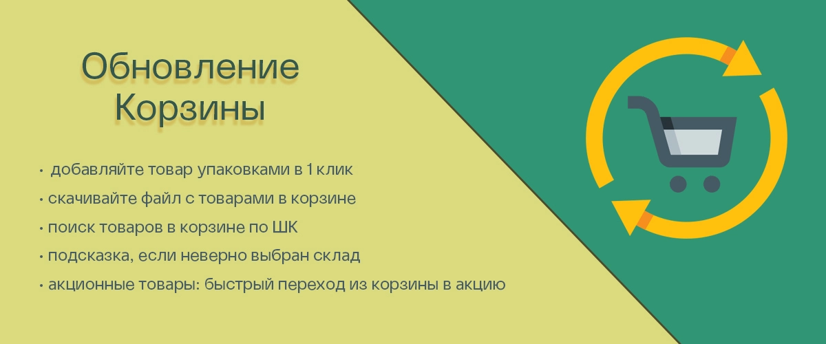 Обновили функционал Корзины на сайте