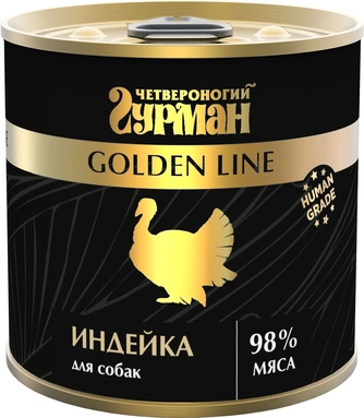 209141002 Корм влажный для собак Четвероногий гурман "Golden line Индейка", 240 г