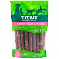 TiTBiT 0,55кг палочки колбасные для собак всех пород XXL выгодная упаковка 