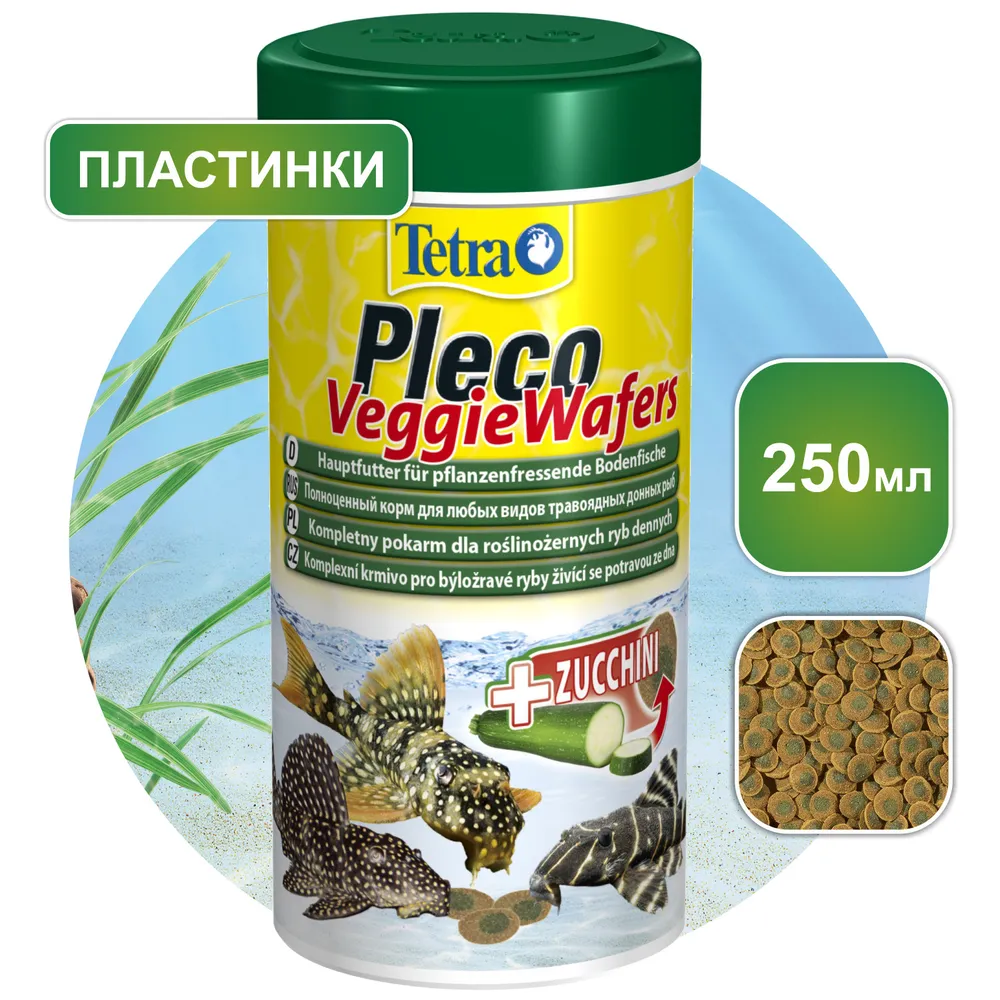 Tetra Pleco Veggie Wafers 0,25л корм для травоядных сомов, пластинки,  купить оптом в Москве, цена, характеристики, описание - Симбио - ЗооЛэнд