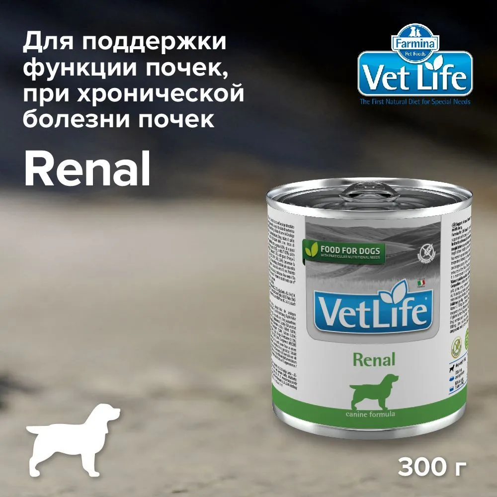 Farmina (Фармина) Vet Life Dog Renal 0,3кг паштет консервы для собак с почечными заболеваниями (102826)  фото