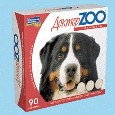 ДокторZoo 0,045кг лакомство витаминизированное 90таб, здоровье кожи и шерсти для собак фото