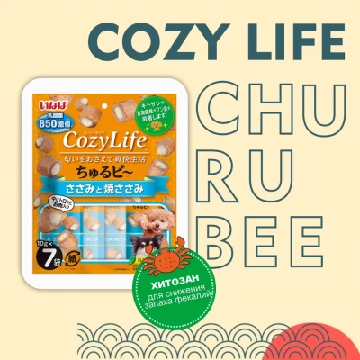 Inaba Cozy life 7*0,010кг Куриное филе с запеченным куриным филе лакомство для собак 