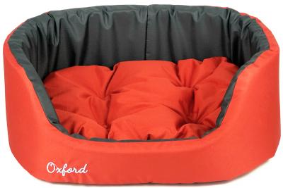 Лежанка (Зооэкспресс) 758231 овальная с подушкой «Oxford» №3 двухсторонняя 53*38*18 см красный/серый