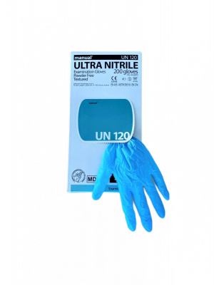 Перчатки MANUAL (UN120) нитриловые нестерильные неопудренные смотровые, М фото