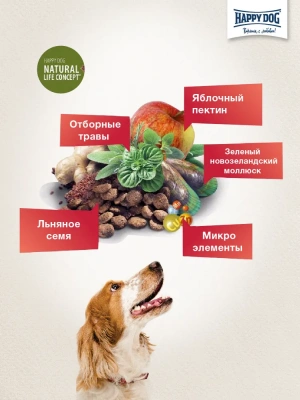 Happy Dog Supreme Sensible France 2,8кг утка с картофелем монобелок сухой для собак средних и крупных пород при пищевой аллергии фото