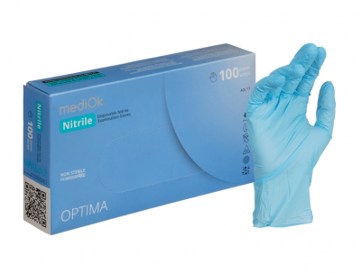 Перчатки (Blue Sail) mediOk OPTIMA смотровые нитриловые, голубой, S (50 пар/упак)