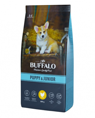 Баффало Mr.Buffalo Puppy&Junior 0,8кг с курицей сухой корм для щенков (078779) фото Баффало Mr.Buffalo Puppy&Junior 0,8кг с курицей сухой корм для щенков (078779) фото