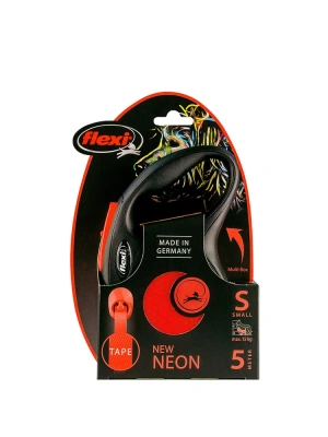 Рулетка Флекси New Neon S ремень 5м до 15кг оранжевый фото