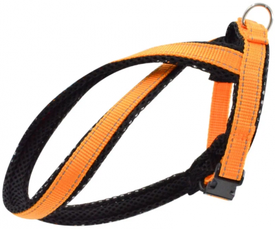 Шлейка (Зооэкспресс) 5731A FRESH LINE 10 мм капрон/сетка Х-образная, регулируемая от 26 до 38 см апельсиновая