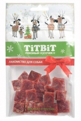 TiTBiT 0,08кг мраморные кубики из говядины для собак (Новогодняя коллекция)  TiTBiT 0,08кг мраморные кубики из говядины для собак (Новогодняя коллекция)