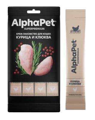 AlphaPet Superpremium (АльфаПет) 0,048кг крем-лакомство курица клюква для кошек (654608) фото