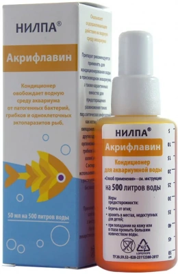 Кондиционер (Нилпа) Акрифлавин 100мл освобождает водную среду аквариума от патогенных бактерий и одноклеточных экзопаразитов фото Кондиционер (Нилпа) Акрифлавин 100мл освобождает водную среду аквариума от патогенных бактерий и одноклеточных экзопаразитов фото