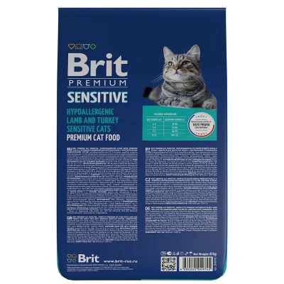 Brit Premium Cat 8кг Sensitive ягненок и индейка сухой корм при чувствительном пищеварении для кошек (49745) фото