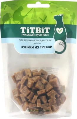 TiTBiT 0,06кг рыбные лакомства Кубики из трески для кошек фото