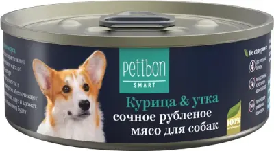 317101004 Корм влажный для собак Petibon Smart "Рубленое мясо с курицей и уткой", 100 г