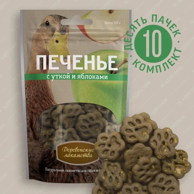 Деревенские лакомства 0,1кг печенье с уткой и яблоками (72504024) фото