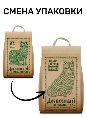 Наполнитель No name/Пи-пи Бент ПРОФИ 25л (бум,крафт-пакет) древесный, для кошек фото