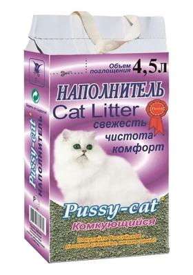Наполнитель (Pussy-cat) 4,5л "Комкующийся",  (упак 3шт) 