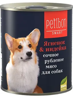 317141004 Корм влажный для собак Petibon Smart "Рубленое мясо с ягненком и индейкой", 240 г