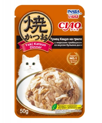 Inaba CIAO Yaki Katsuo Dinner 0,05кг RU704 Тунец Кацуо на гриле с морским гребешком со вкусом бульона даси Inaba CIAO Yaki Katsuo Dinner 0,05кг RU704 Тунец Кацуо на гриле с морским гребешком со вкусом бульона даси фото