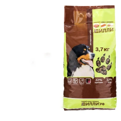 Дилли 3,7кг сухой корм для собак говяжий гуляш с овощами    фото