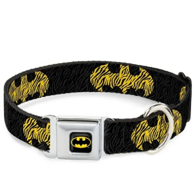 Ошейник (Buckle-Down) Бэт-сигнал 4 желтый цвет с металлической застежкой 28-43см