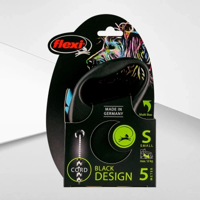 Рулетка (Flexi) Black Design S трос  5м до 12кг голубой фото